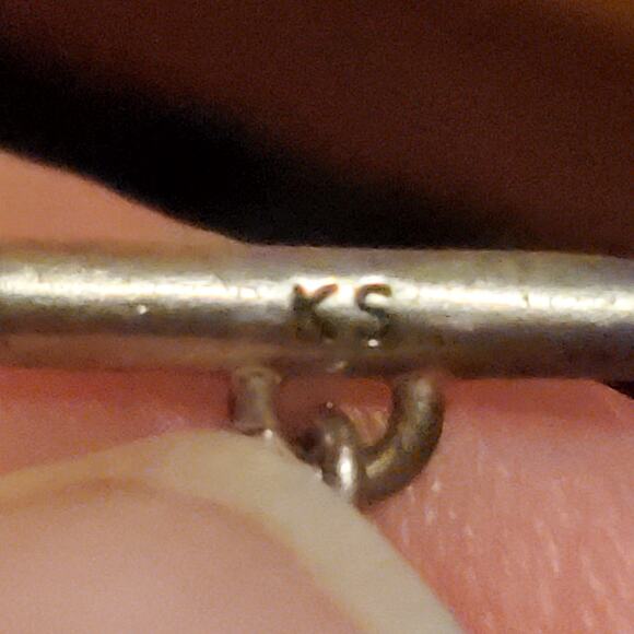 KS Chain Bracelet Heart Dangle Charm 8" Signed Vtg - Picture 6 of 6